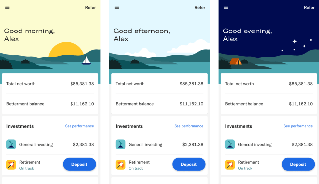 Roboadvisor Betterment's mobile platform