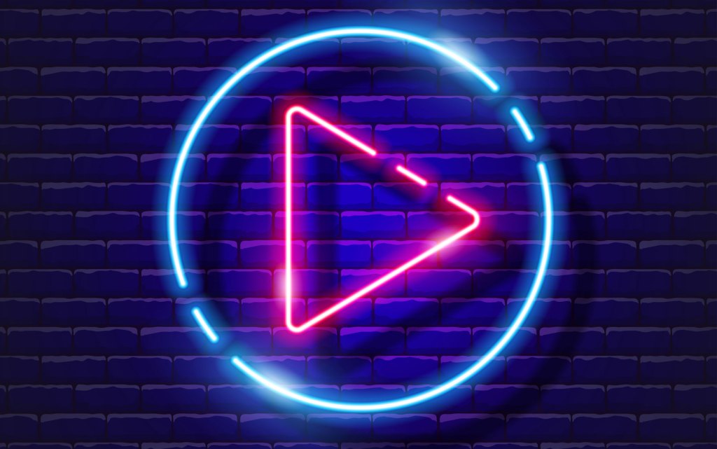 "play" icon neon sign