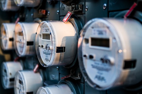 An array of electricity meters.