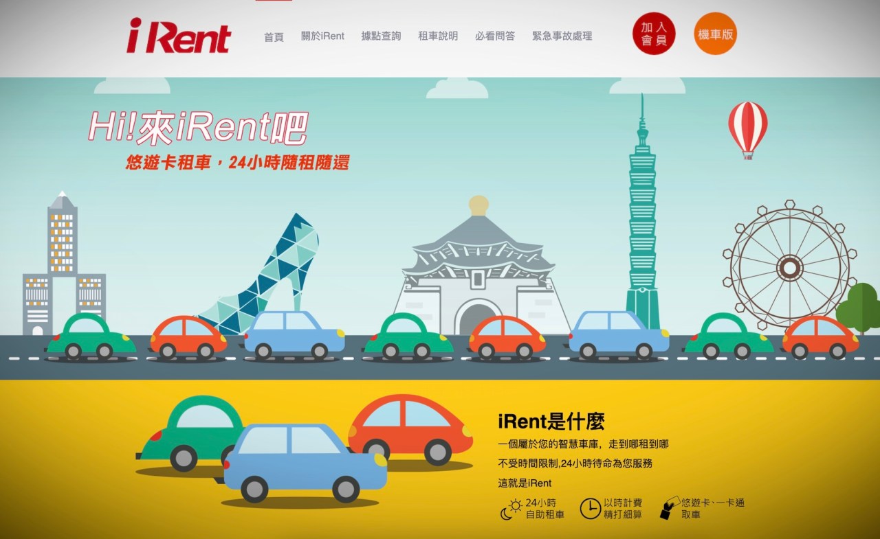 a screenshot of the homepage of iRent