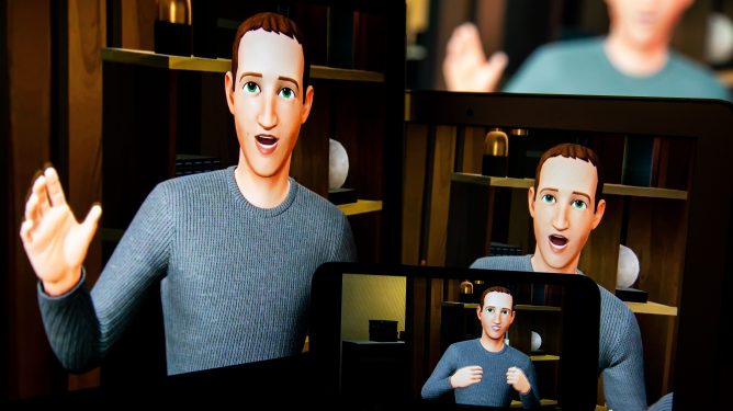 An avatar of Mark Zuckerberg, CEO of Meta