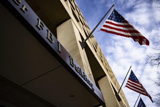 American flags fly outside the Federal Bureau of Investigation (FBI) headquarters in Washington, D.C.