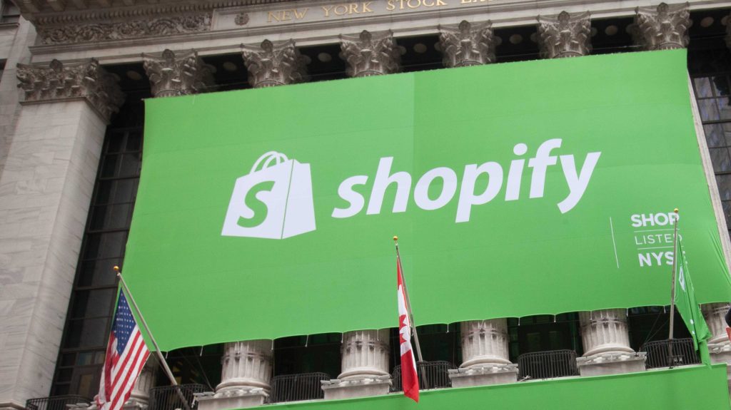Shopify banner at NYSE IPO, 2015