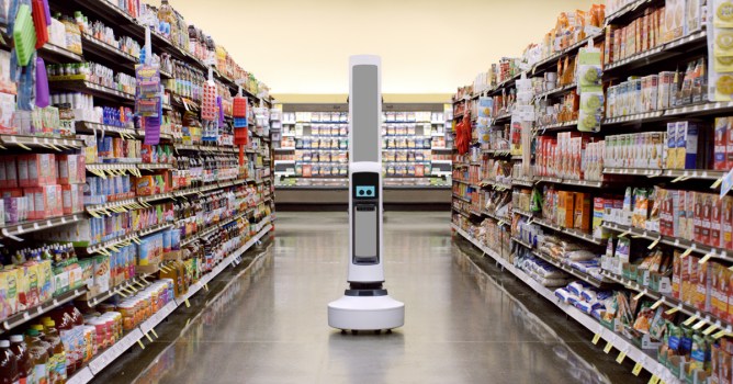 Simbe Robotics scanning grocery store inventory