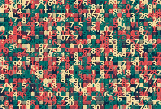 colorful numbers on a blue red and white background