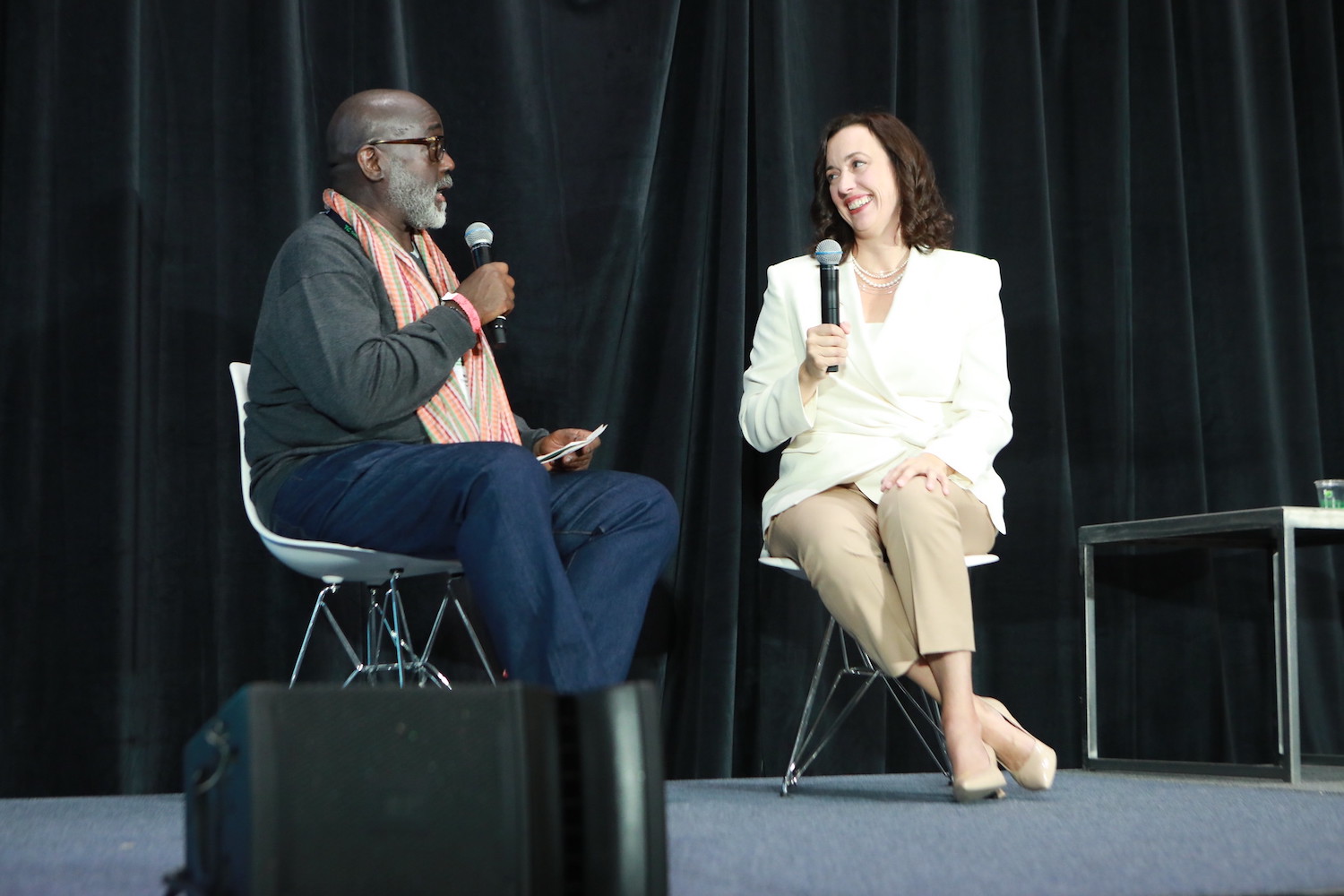 TechCrunch Editorial Manager Walter Thompson interviews Silicon Valley immigration attorney Sophie Alcorn at TechCrunch Disrupt 2023.