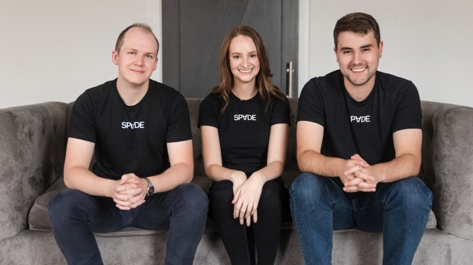 Spade co-founders, from left, Cooper Hart, Tess Bloch and Oban MacTavish