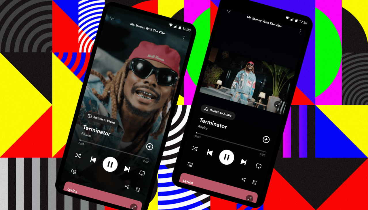 Spotify displayed on smartphone screens