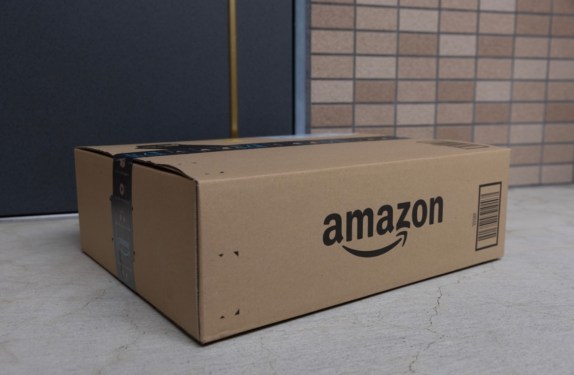 amazon package on a doorstep