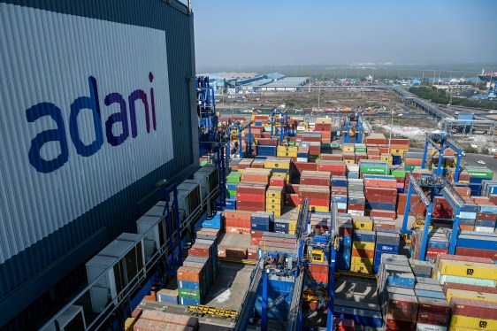 View of the Adani Group-owned Mundra Port in Mundra.