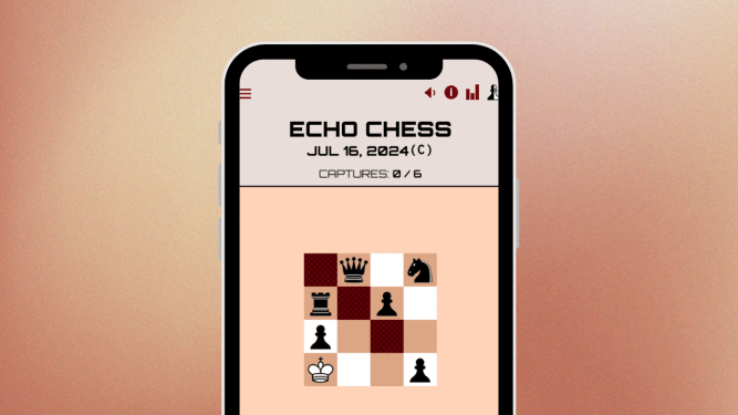 phone with Echo Chess game on tan background