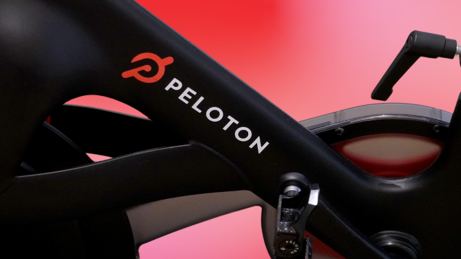 Peloton logo on bike