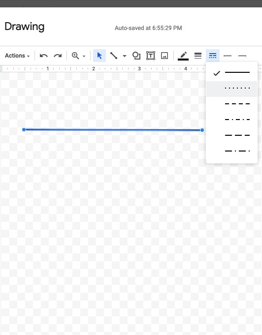 Google Docs Line Style Menu