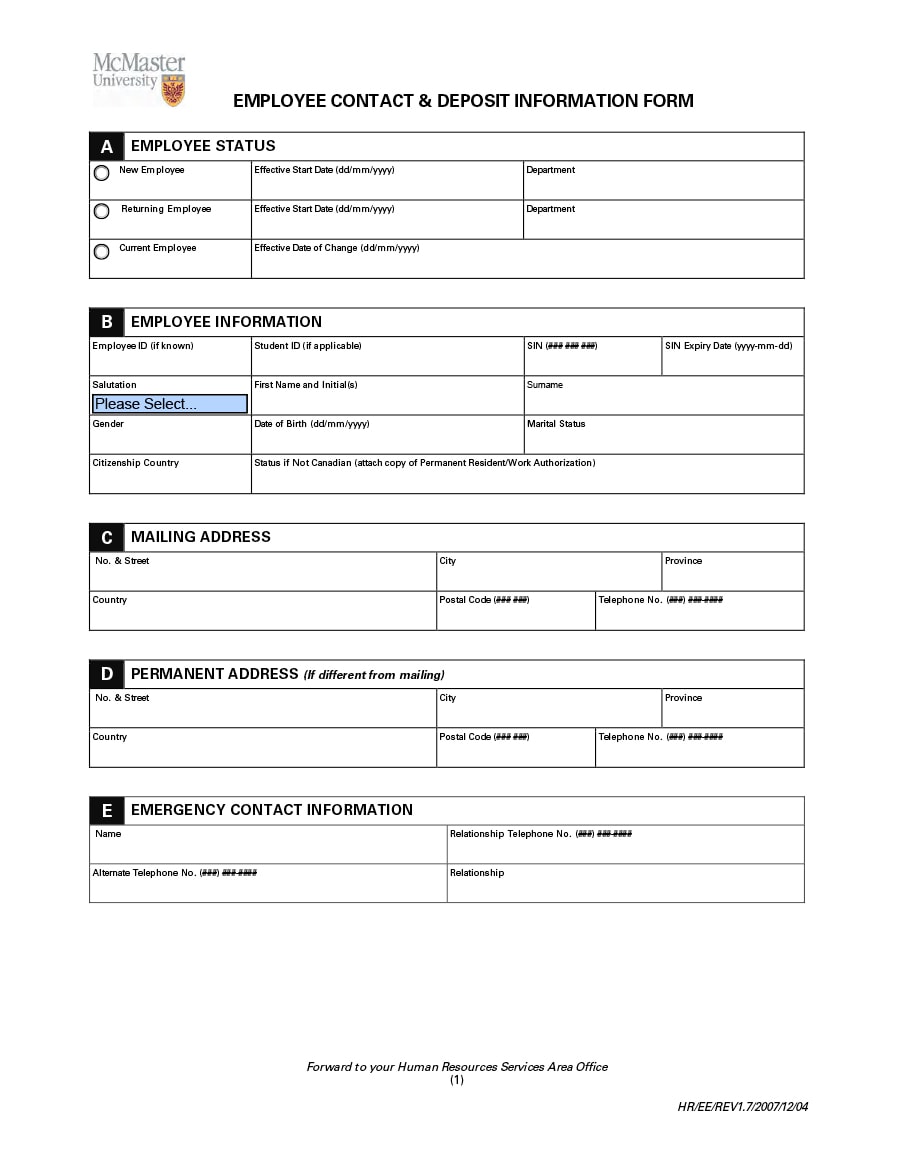 47-printable-employee-information-forms-personnel-information-sheets