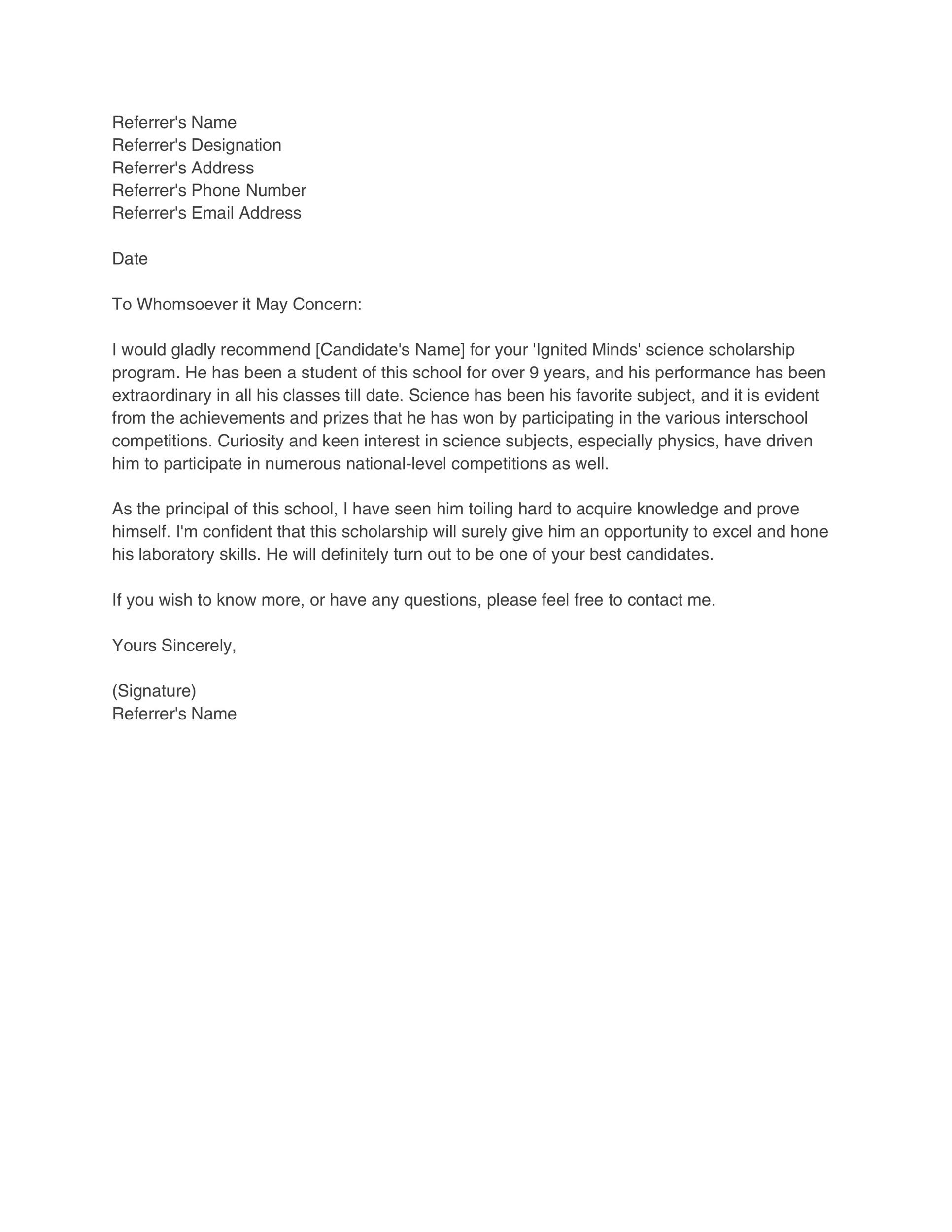 Letter Of Recommendation For A Friend Template