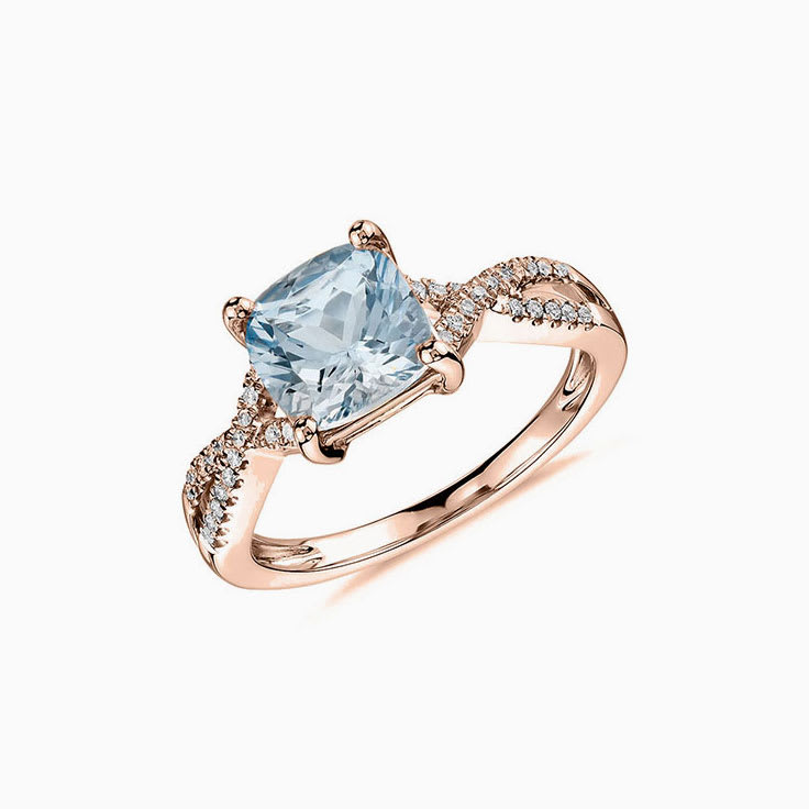 Aquamarine Engagement Infinity Pave Ring