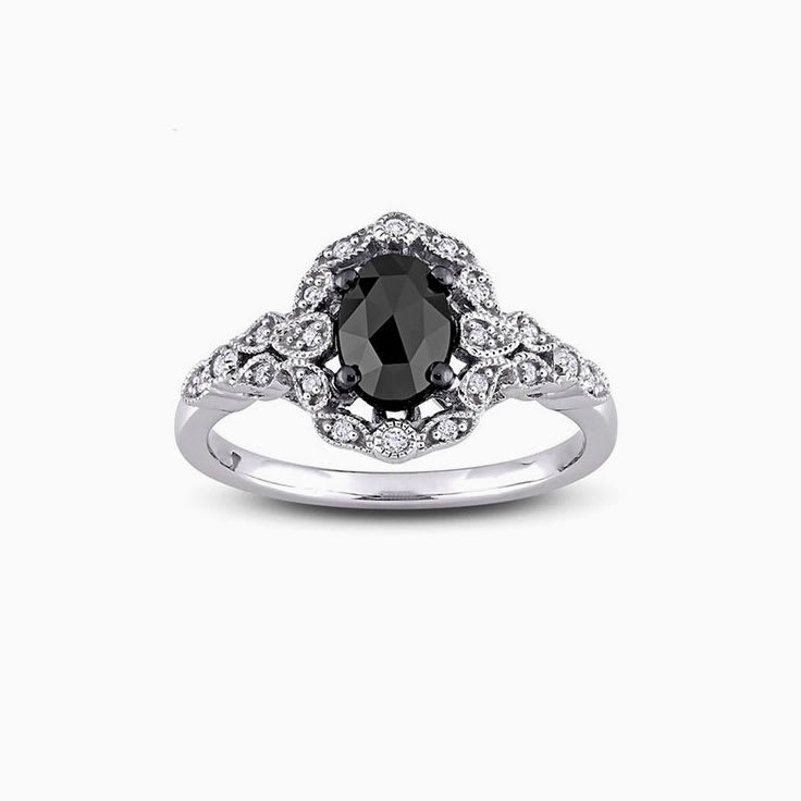 black diamond vintage engagement ring