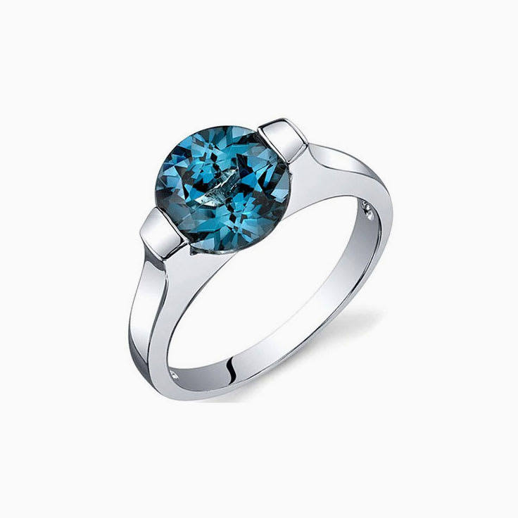 Brilliant Round London Blue Topaz Ring