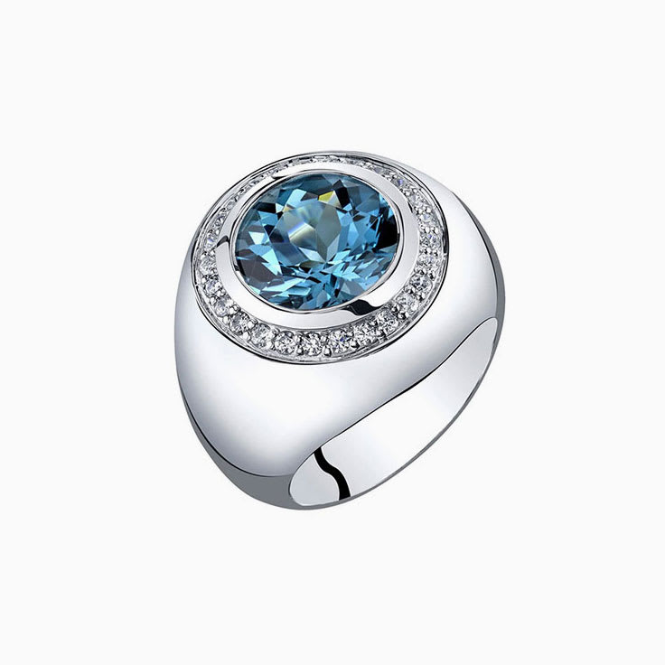 Classic London Blue Topaz Signet Ring