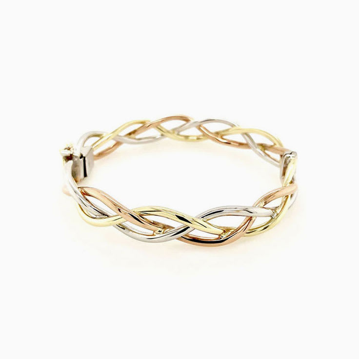 Three Tone Braided Italian Bangle BI343F