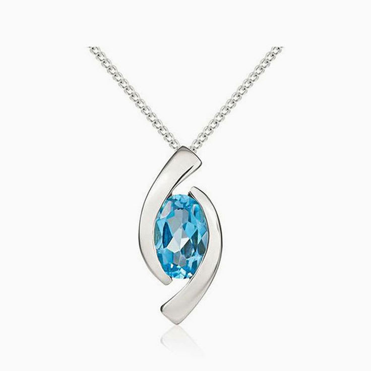 Oval Blue Topaz Pendant