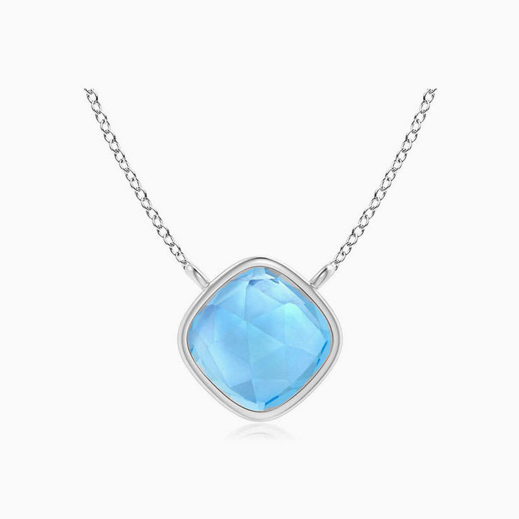 Bezel Set Blue Topaz Necklace