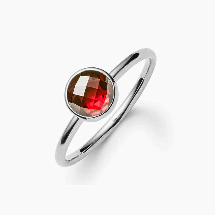 Bezel Set Garnet Ring