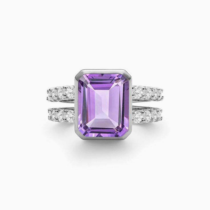 Amethyst And Diamond Split Band