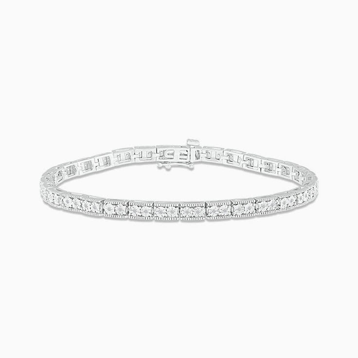 Round Duo Diamonds Link Tennis Bracelet