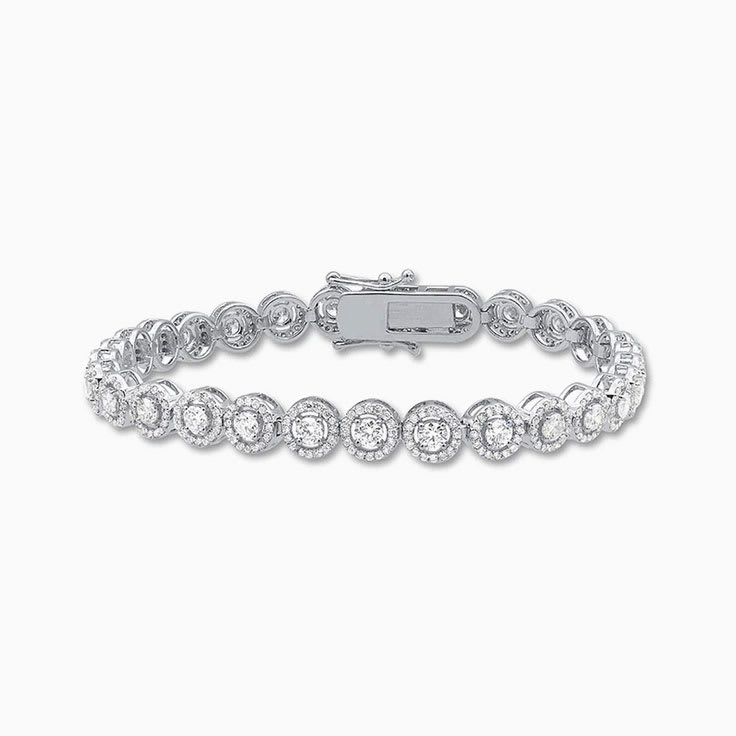 Round Halo Diamond Tennis Bracelet