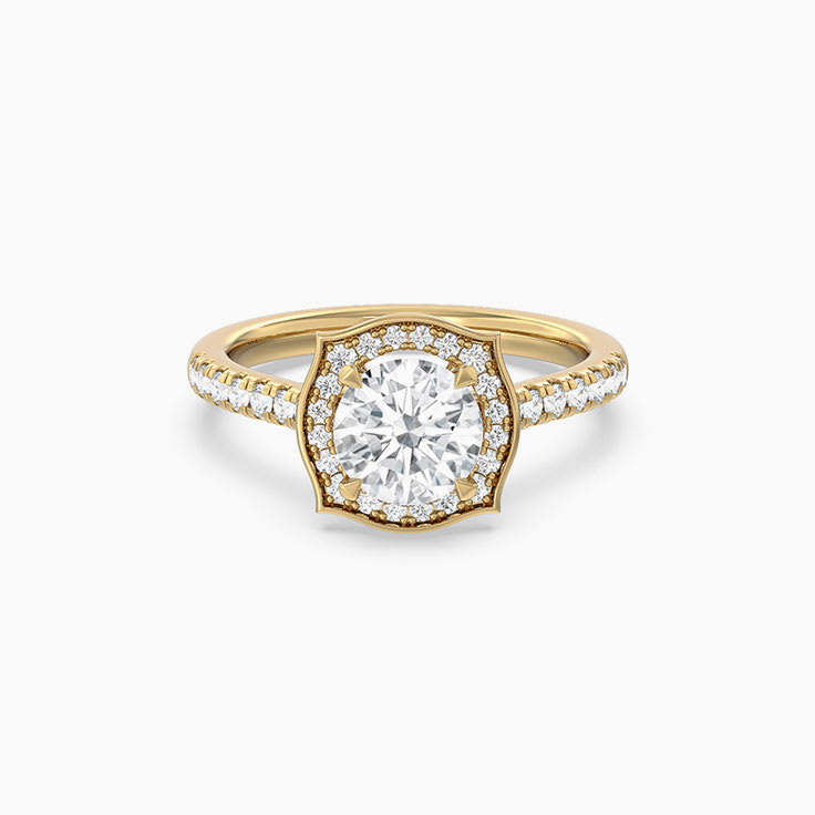 Art deco halo engagement ring