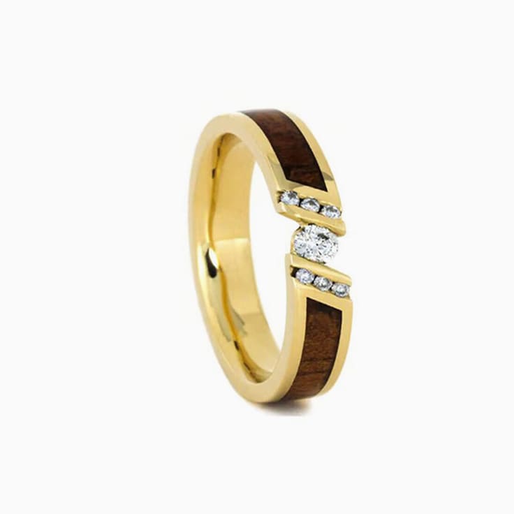 Womens Diamond Ring With Wood Inlays