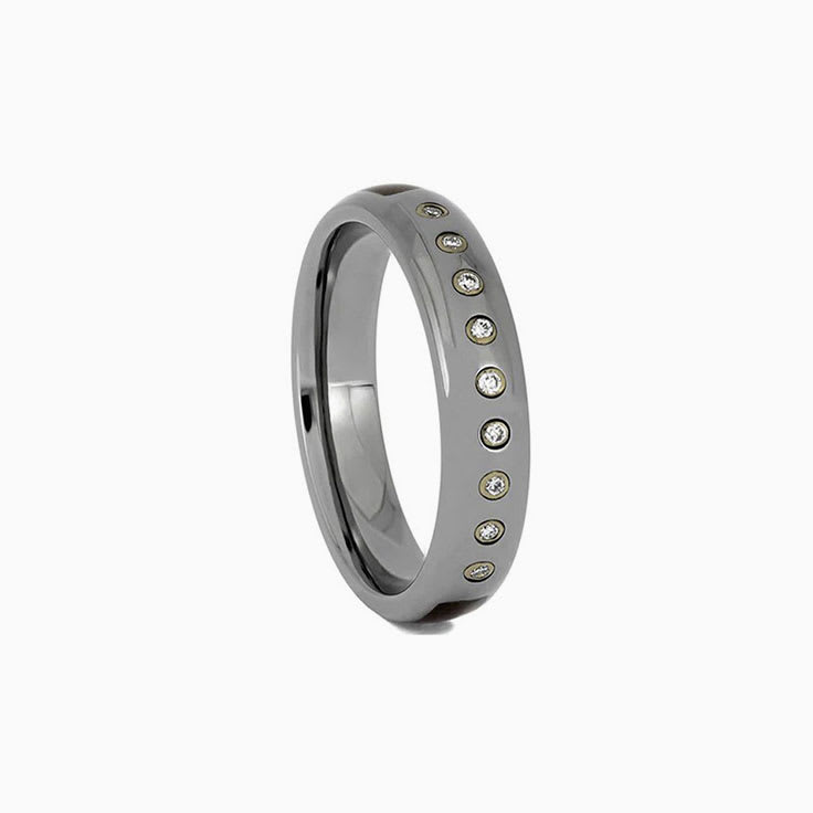 Womens Diamond And Rosewood Wedding Ring