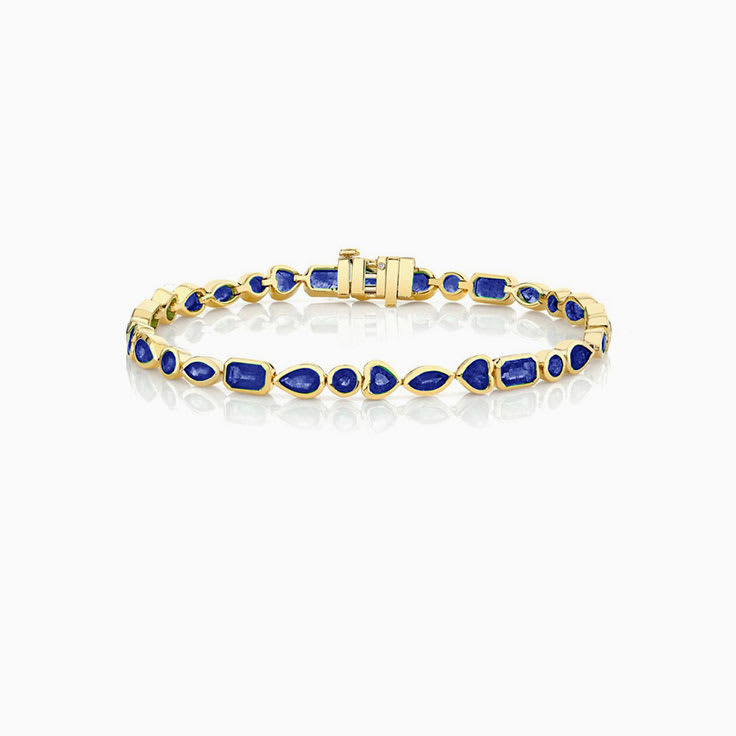 Blue Sapphire Bezel Set Bracelet