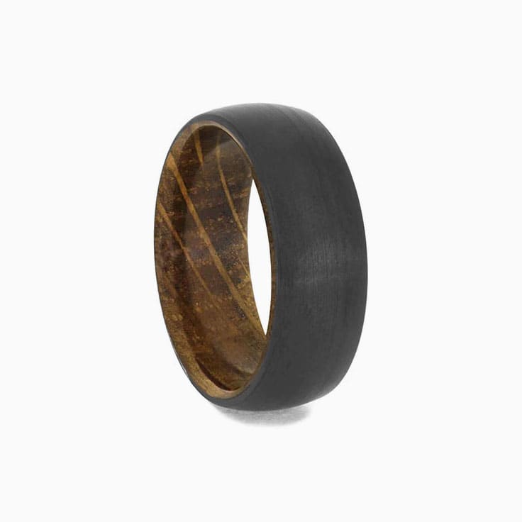 Zirconium and whisky barrel mens ring