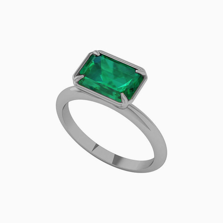 Bezel Set Green Emerald Ring