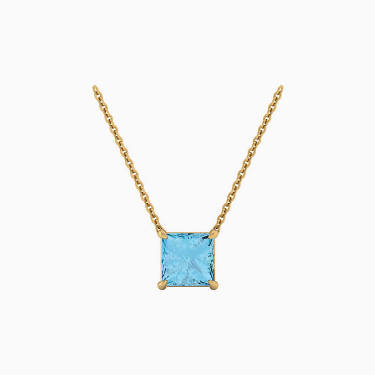 Square Blue Topaz Necklace