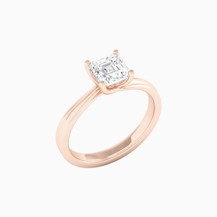 1 Carat Asscher Lab Diamond Engagement Ring