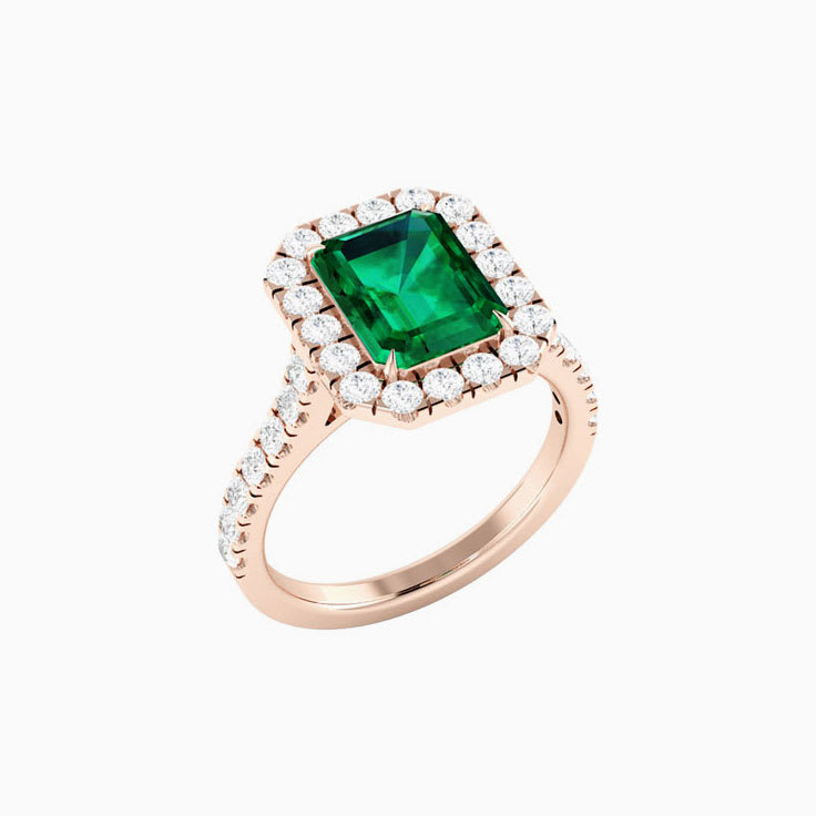 2 Carat Green Emerald Halo Ring