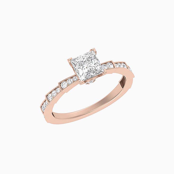 1ct Princess Cut natural diamond Solitaire ring