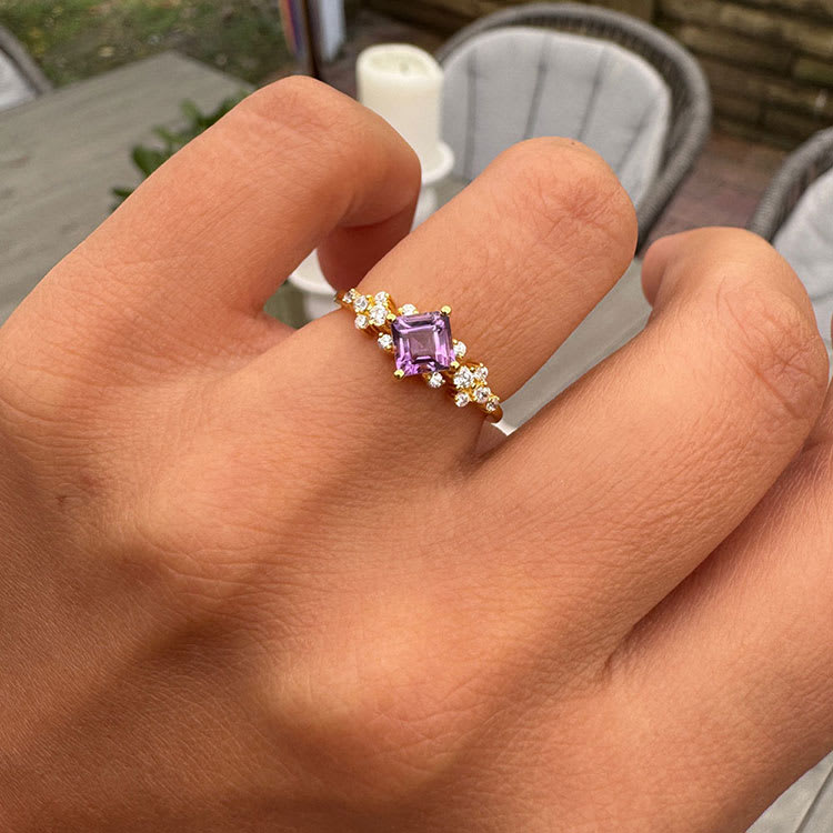 Amethyst Petite Diamond Ring