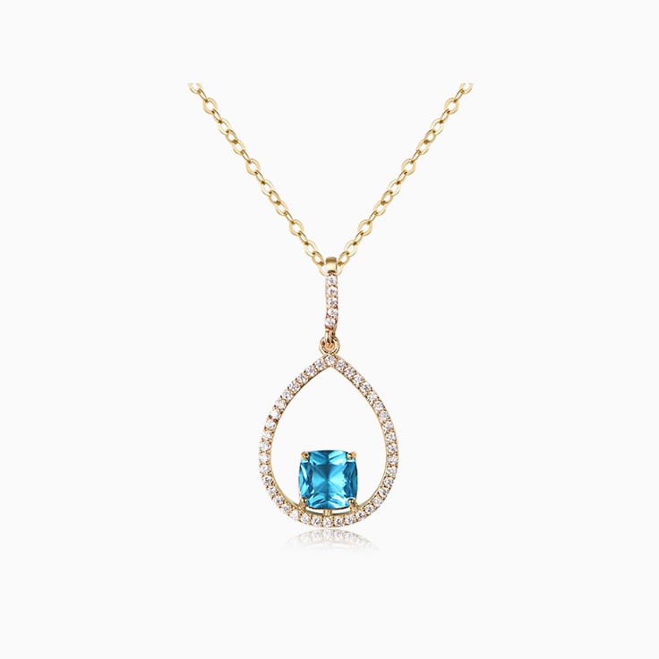 Blue topaz and diamond necklace