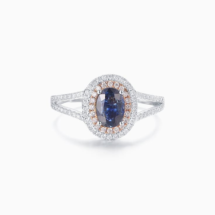 Blue Sapphire Double Halo Ring