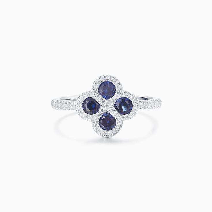 Blue Sapphire Floral Dress Ring