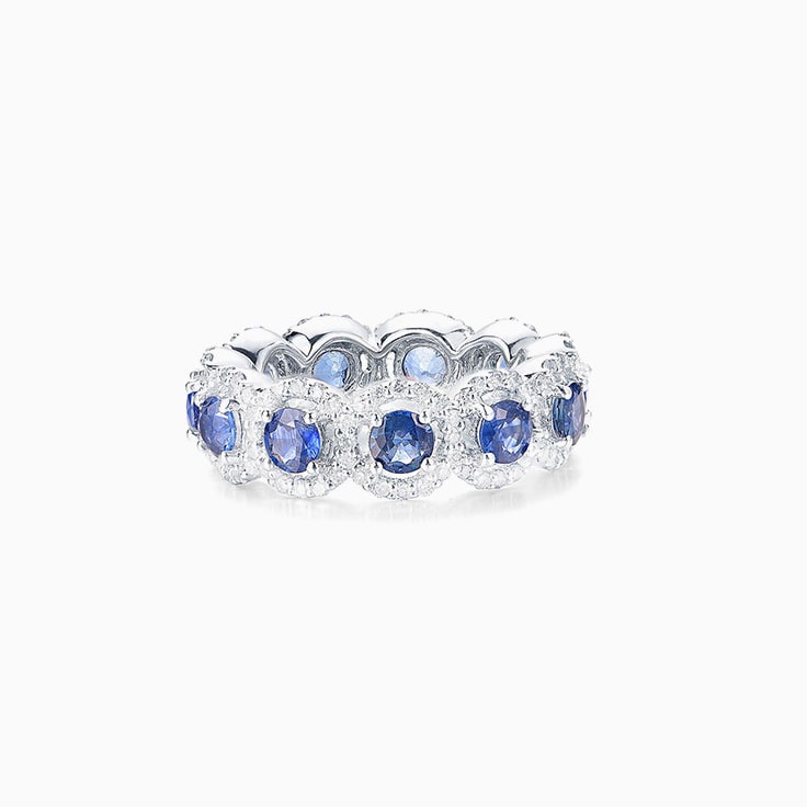 Blue Sapphire and diamond Eternity Ring