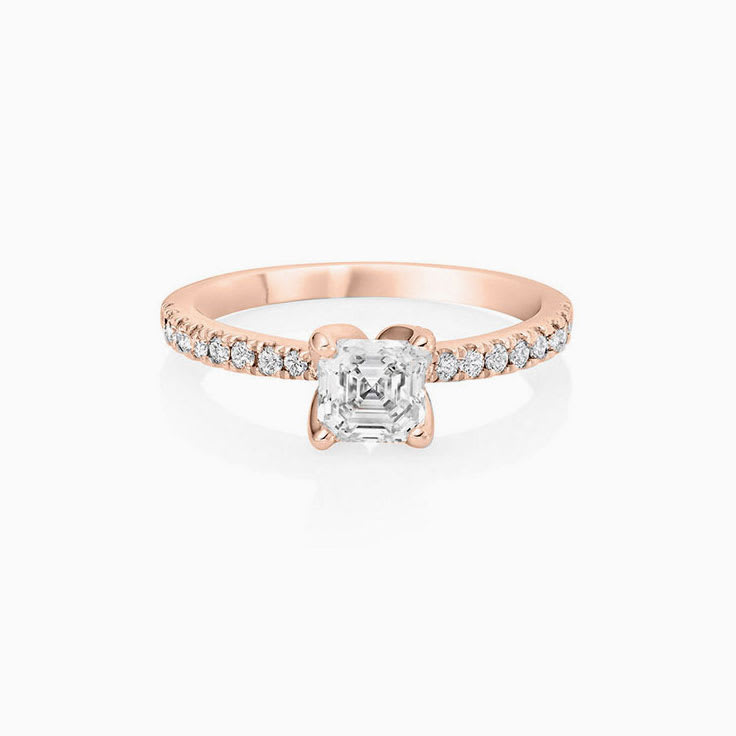 Asscher Cut Engagement Ring on a pave band