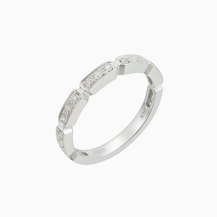 3 Stone Pave Set Wedding Ring