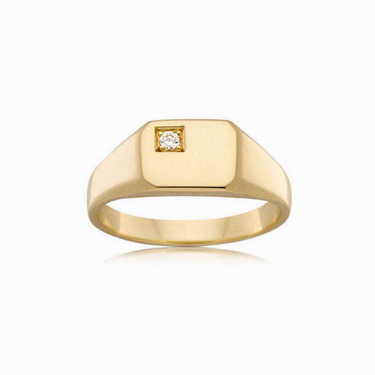 Rectangle Signet Ring With Diamond