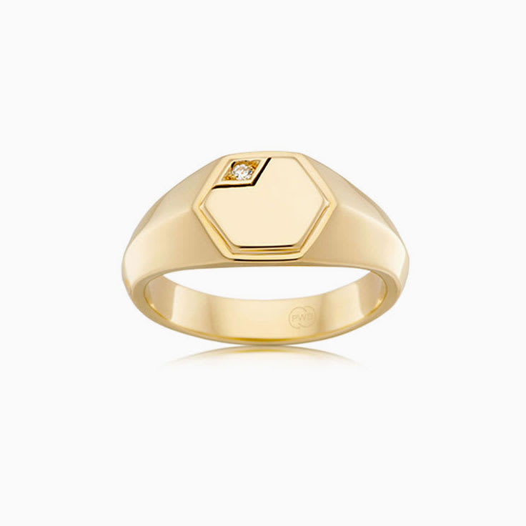 Hexagon Signet Wedding Band For Men