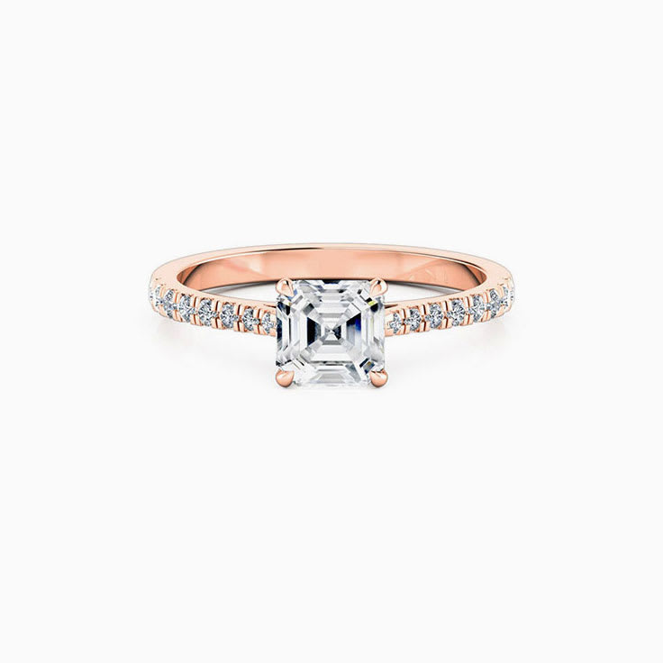 Asscher Cut Engagement Ring On A diamond Band